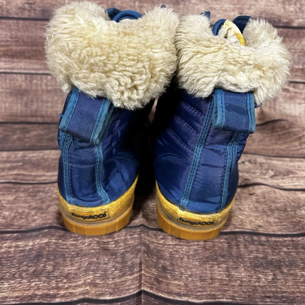 VTG KangaROOS Mens Blue Quilted Faux Fur Water Resistant Winter Boots Pocket 9‎